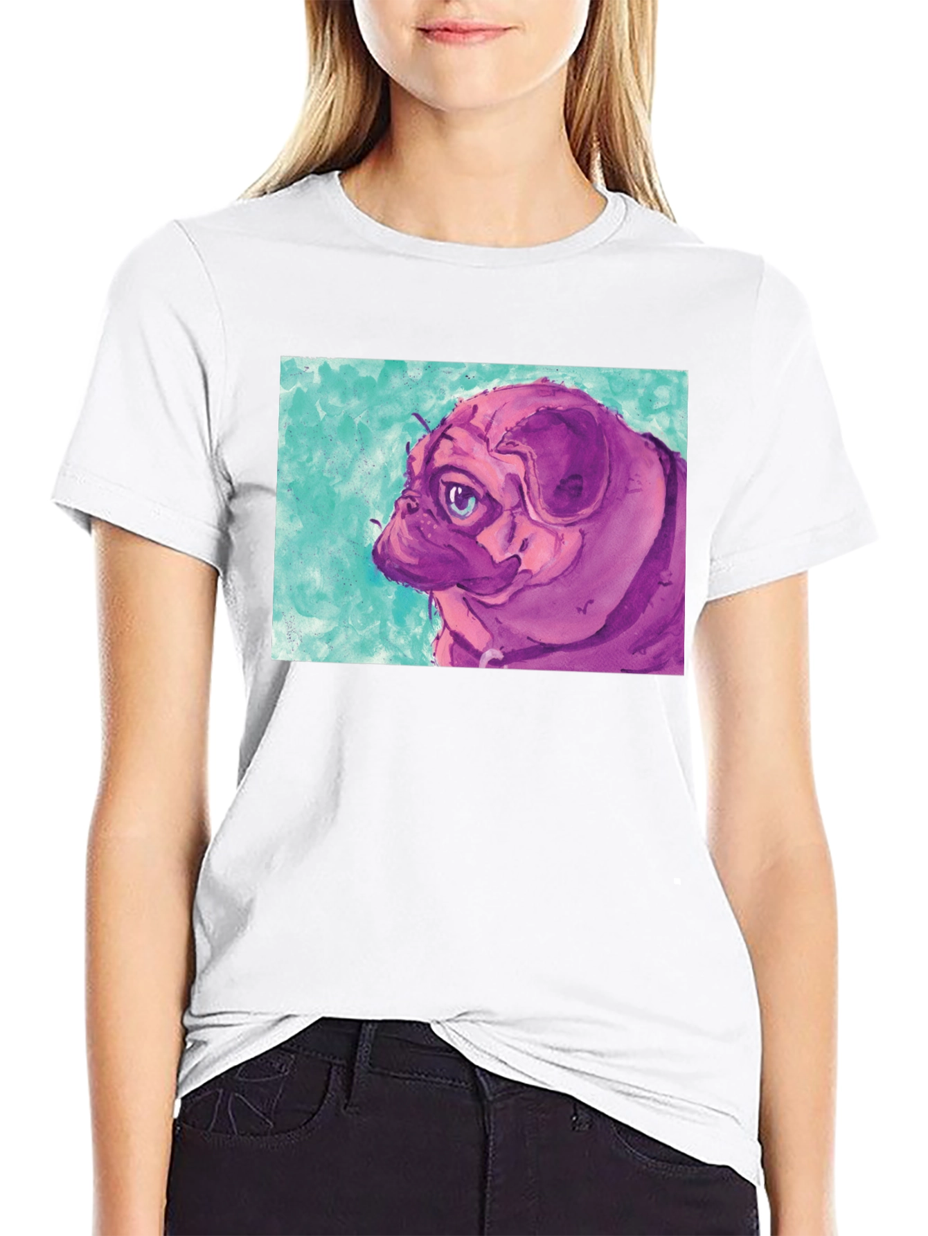Pug Art Graphic Tee - Unisex Black T-Shirt