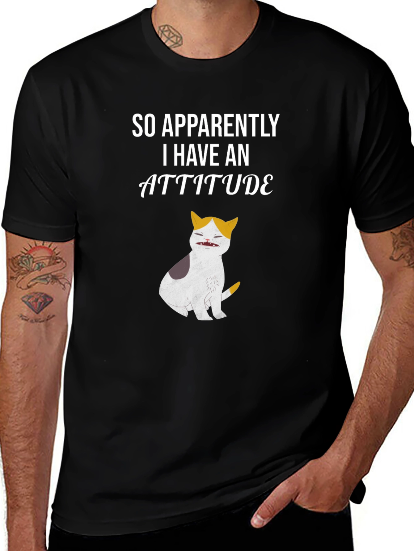 Attitude Cat Graphic Tee - Funny Novelty T-Shirt