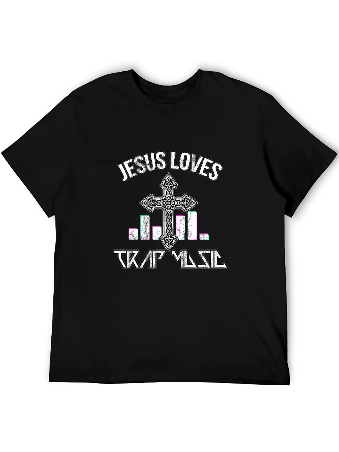 Jesus Loves Trap Music Graphic Tee - Black