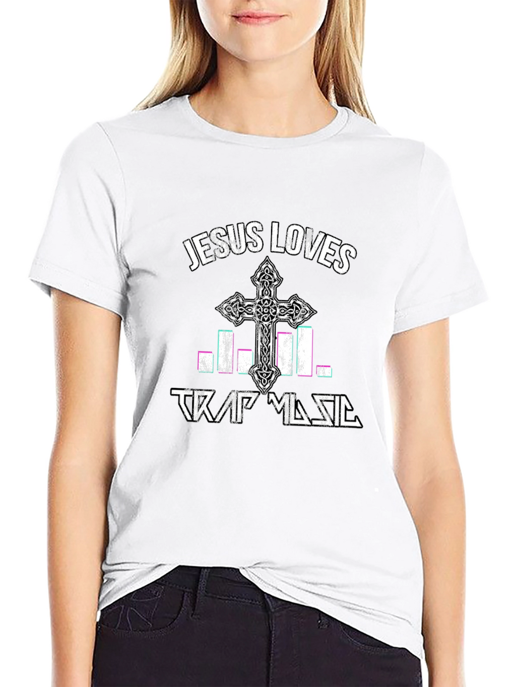 Jesus Loves Trap Music Graphic Tee - Black