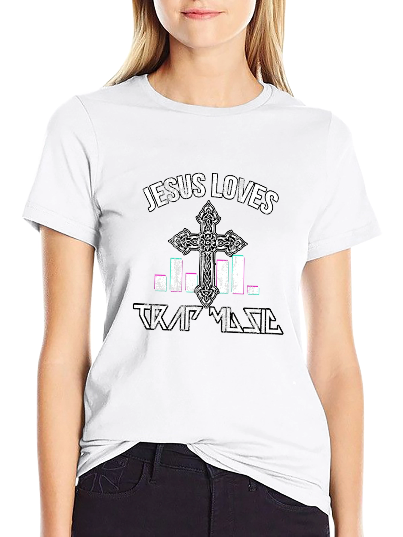 Jesus Loves Trap Music Graphic Tee - Black