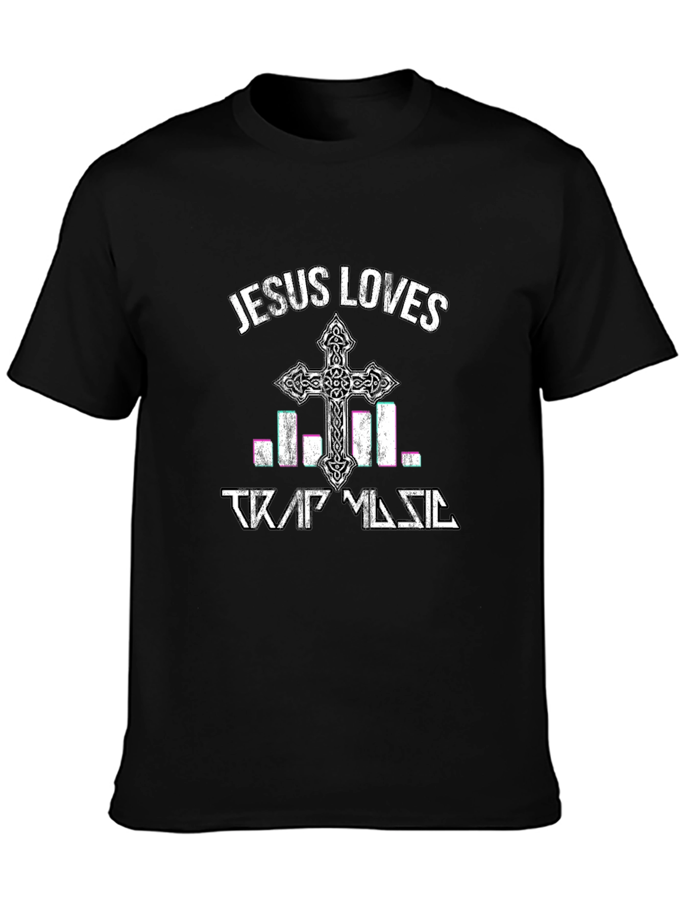 Jesus Loves Trap Music Graphic Tee - Black