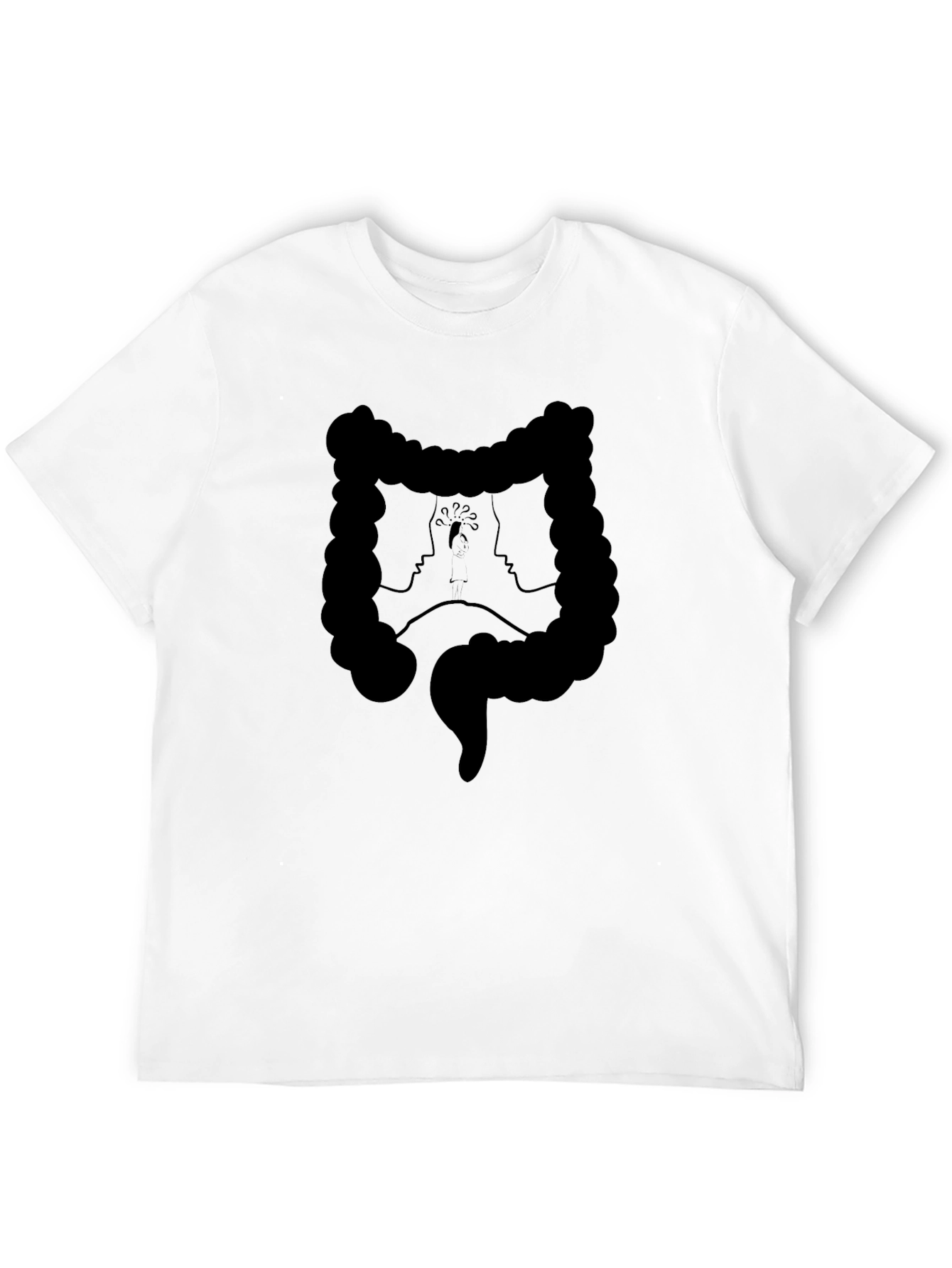 Abstract Faces Colon Graphic Black Tee