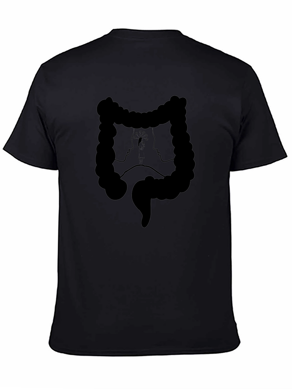 Abstract Faces Colon Graphic Black Tee