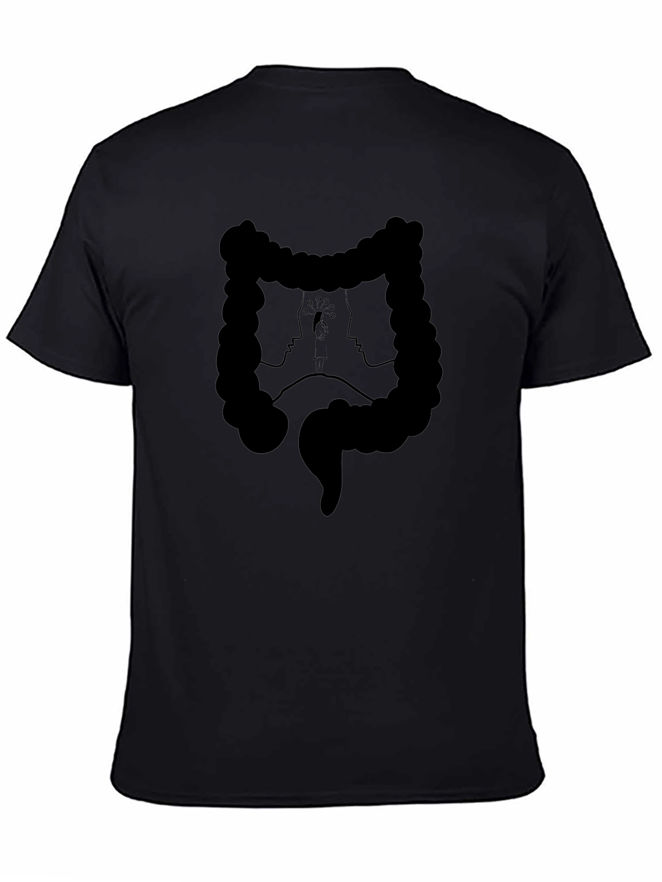 Abstract Faces Colon Graphic Black Tee