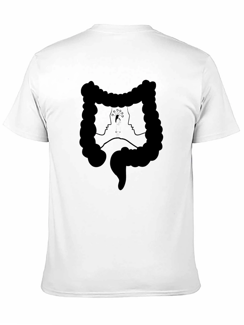 Abstract Faces Colon Graphic Black Tee