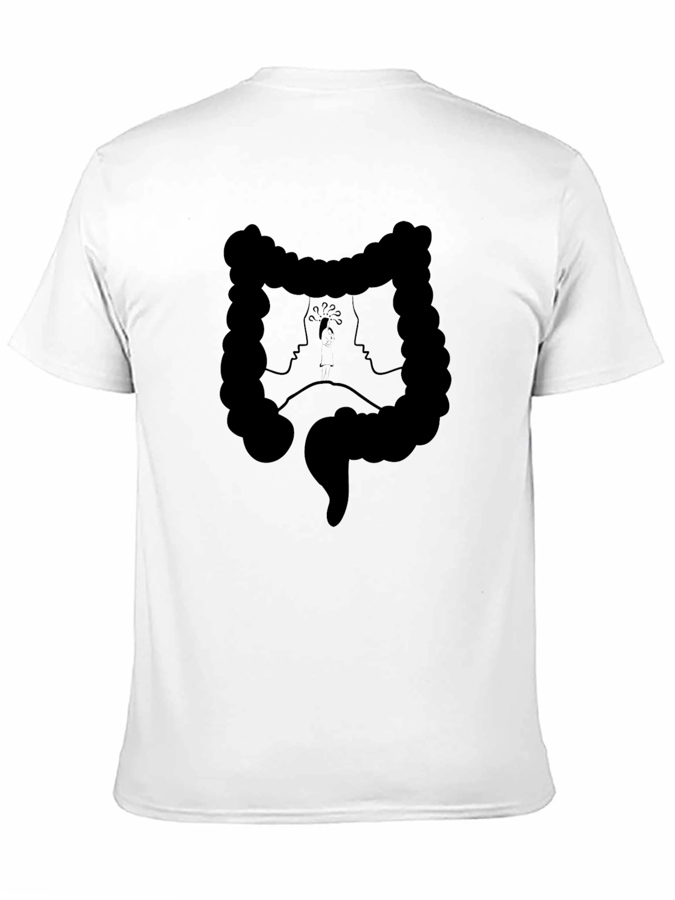 Abstract Faces Colon Graphic Black Tee