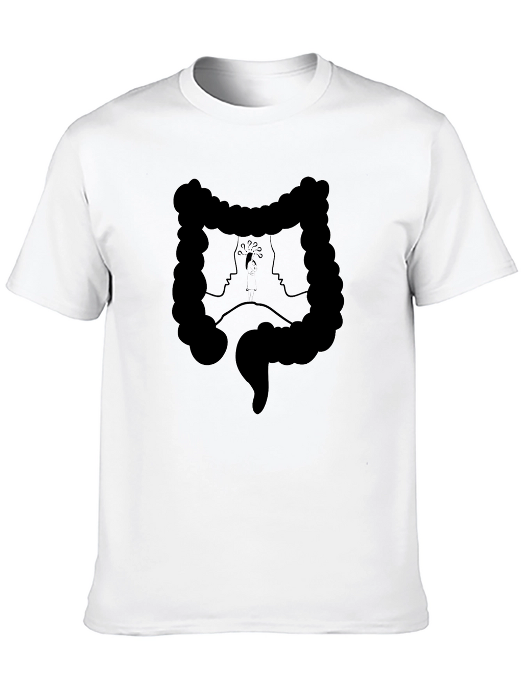 Abstract Faces Colon Graphic Black Tee