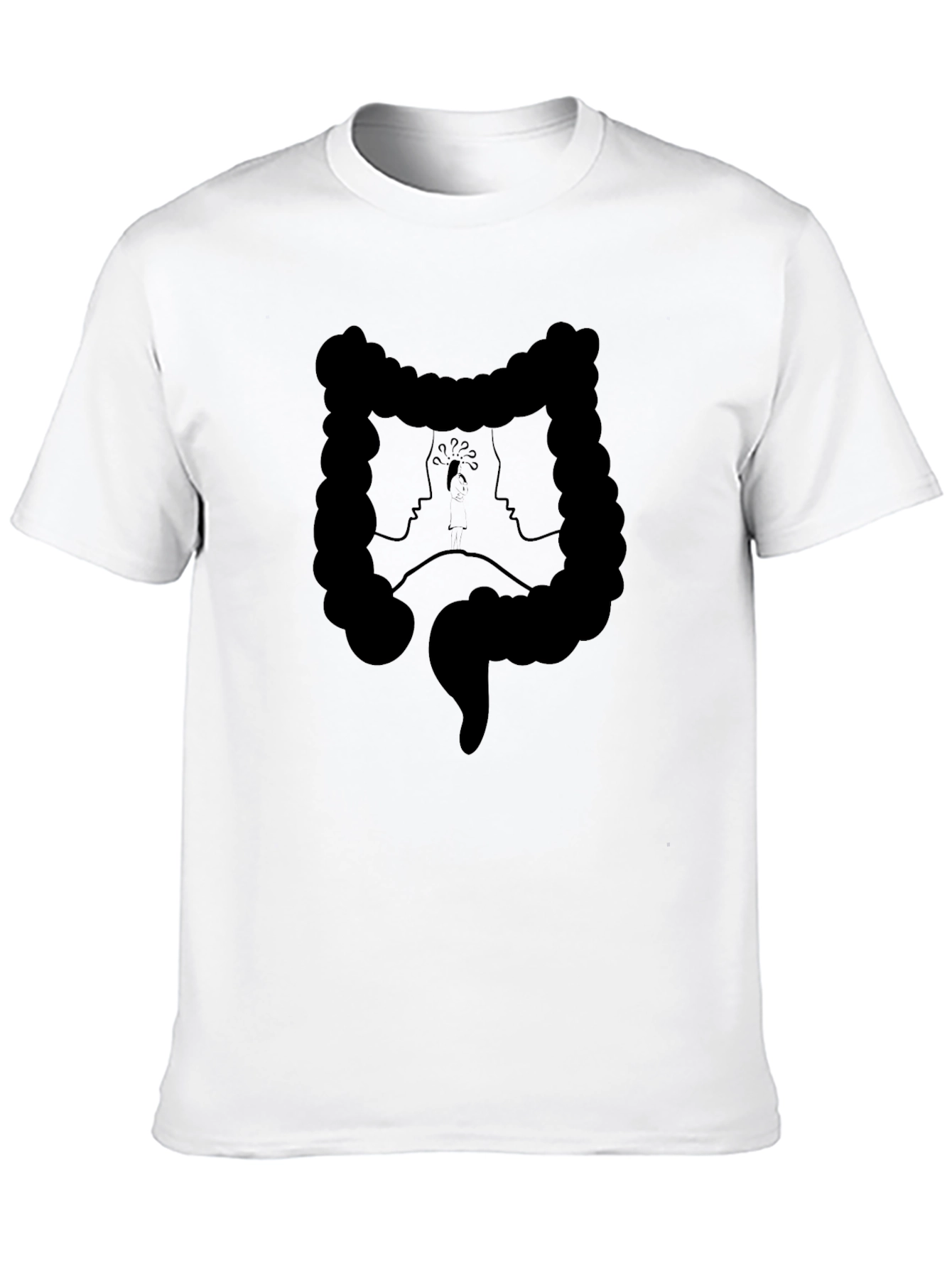 Abstract Faces Colon Graphic Black Tee