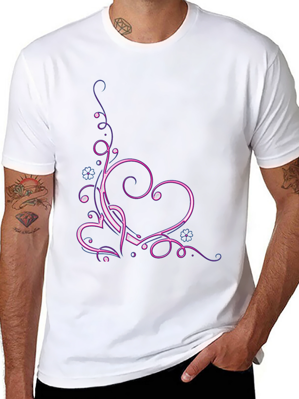 Heart Swirl T-Shirt - Neon Design