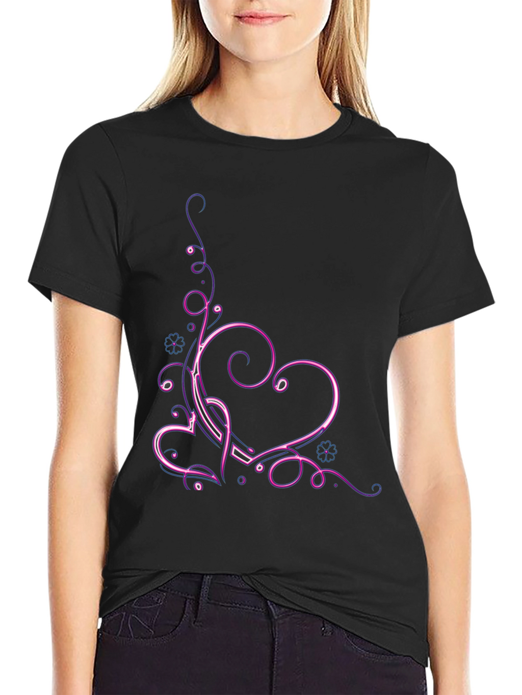 Heart Swirl T-Shirt - Neon Design