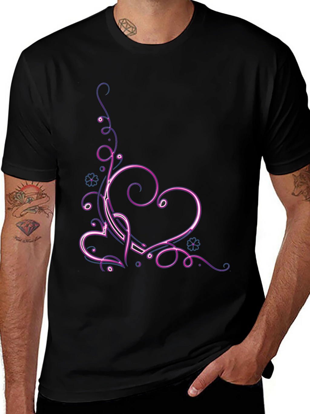Heart Swirl T-Shirt - Neon Design