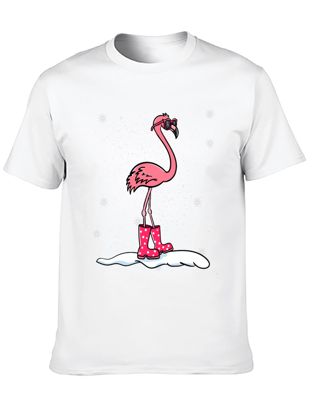 Flamingo T-Shirt - Winter Rain Boots Black Tee
