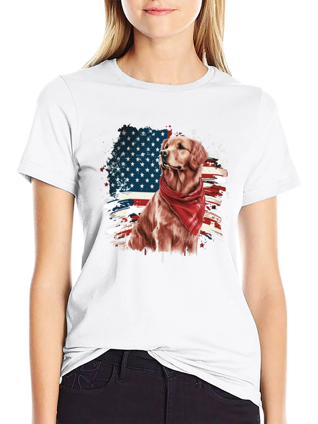 Patriotic Golden Retriever T-Shirt – USA Dog Lover Tee