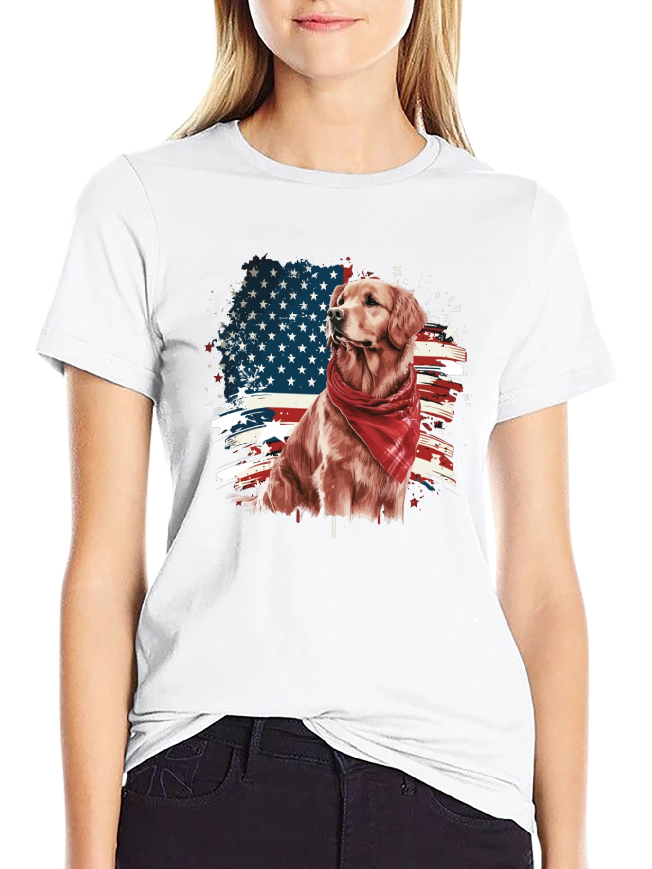 Patriotic Golden Retriever T-Shirt – USA Dog Lover Tee