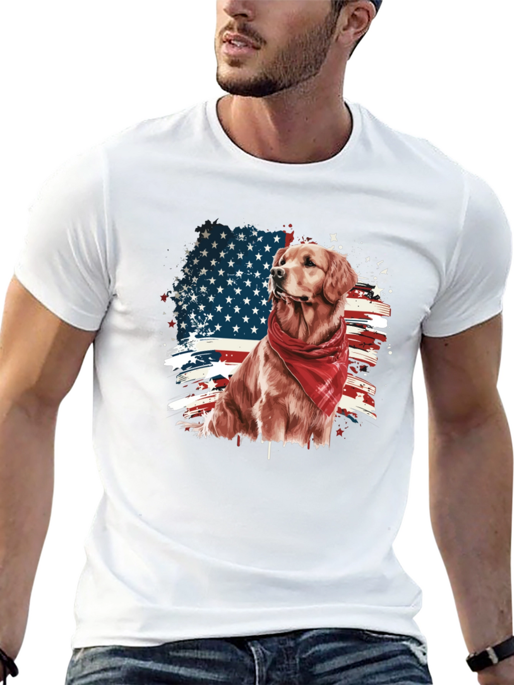 Patriotic Golden Retriever T-Shirt – USA Dog Lover Tee
