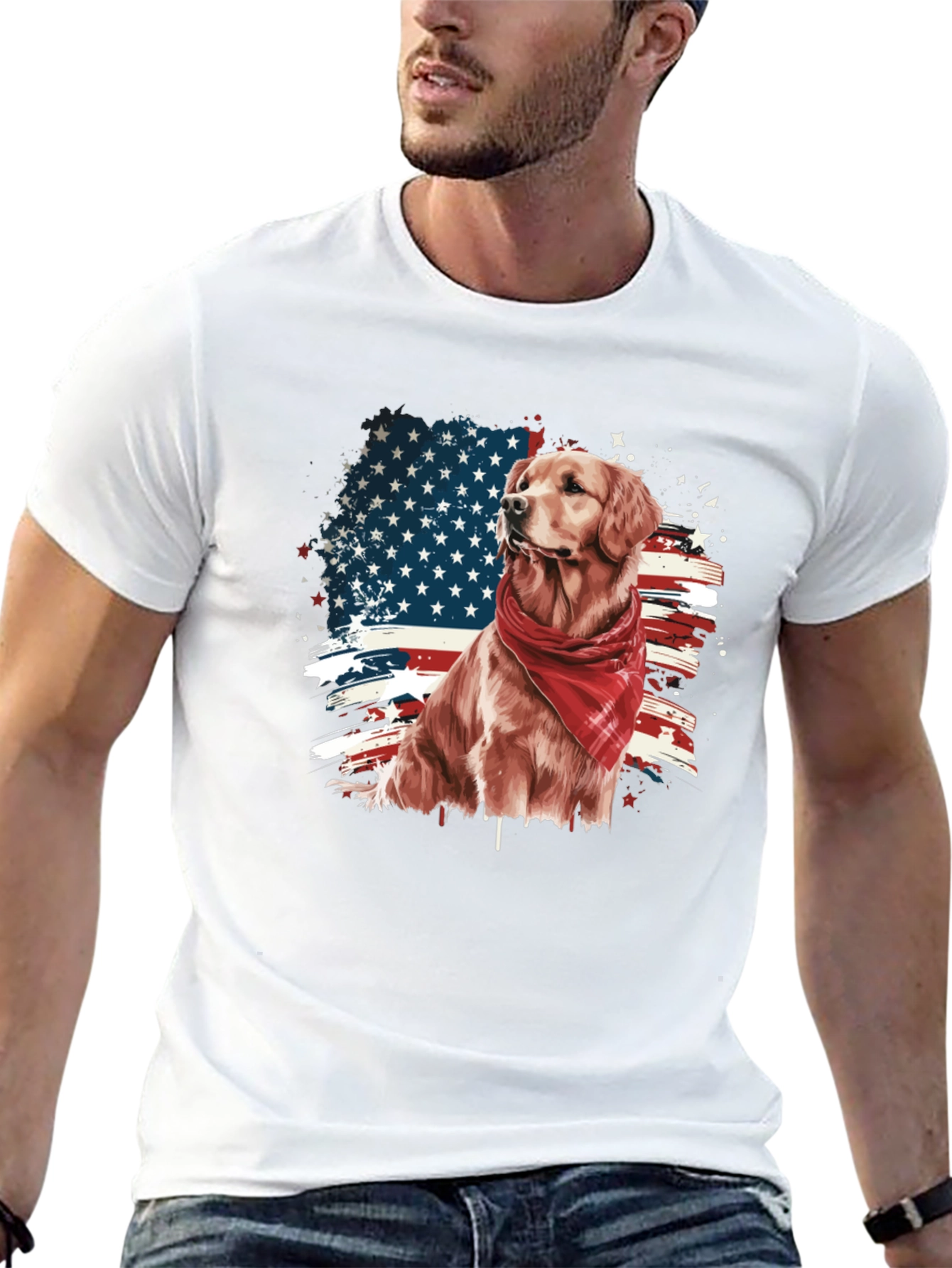 Patriotic Golden Retriever T-Shirt – USA Dog Lover Tee