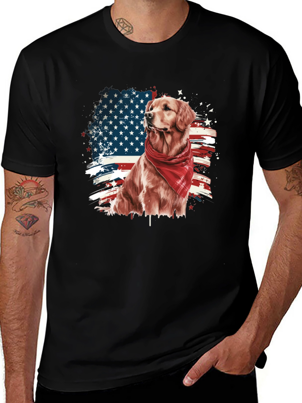 Patriotic Golden Retriever T-Shirt – USA Dog Lover Tee
