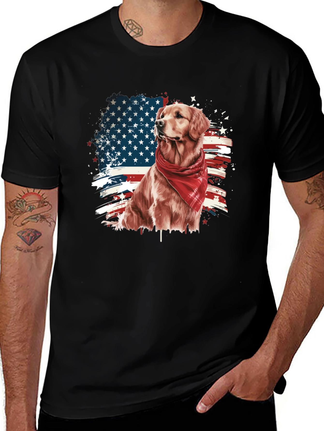 Patriotic Golden Retriever T-Shirt – USA Dog Lover Tee