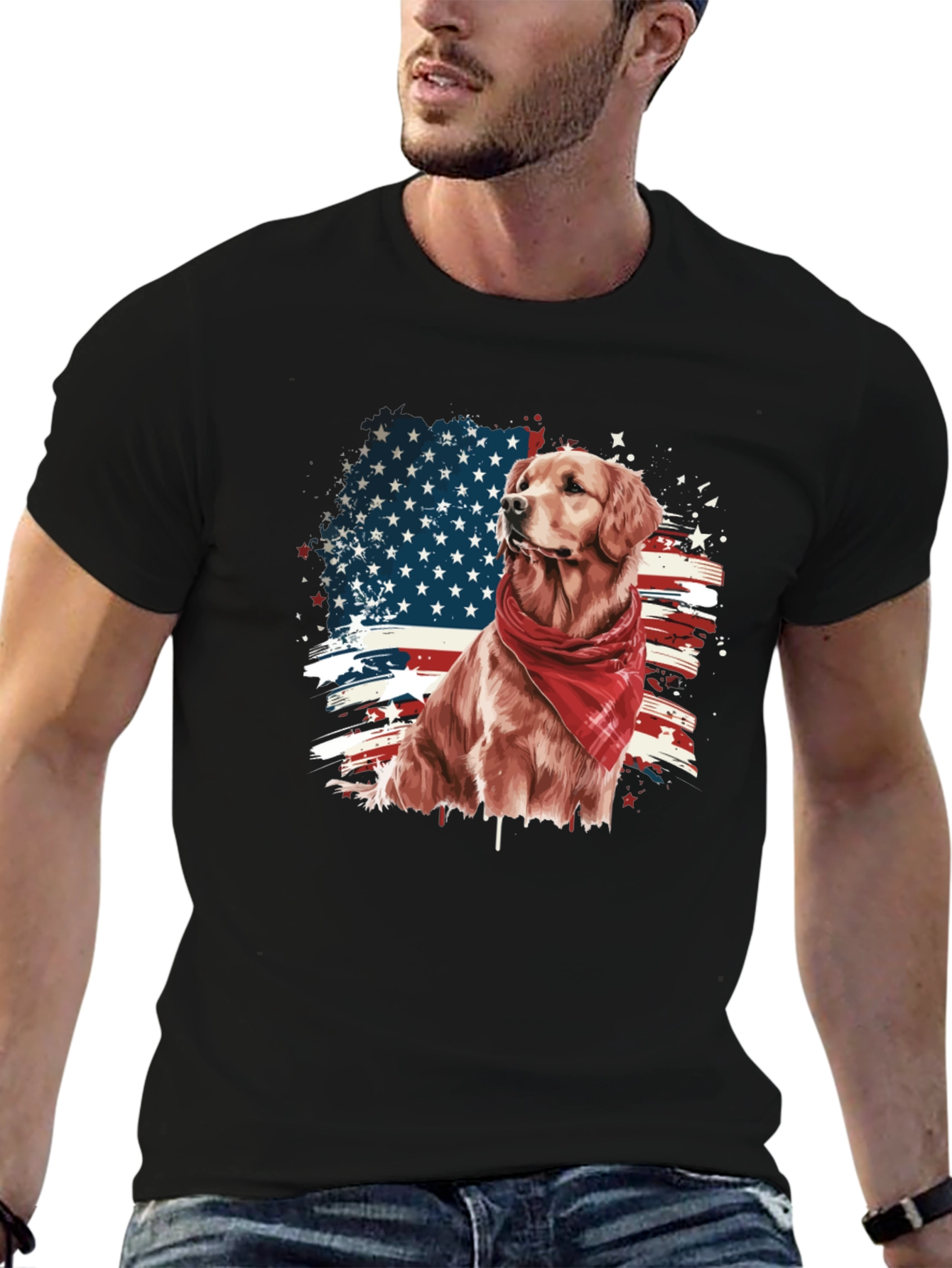 Patriotic Golden Retriever T-Shirt – USA Dog Lover Tee