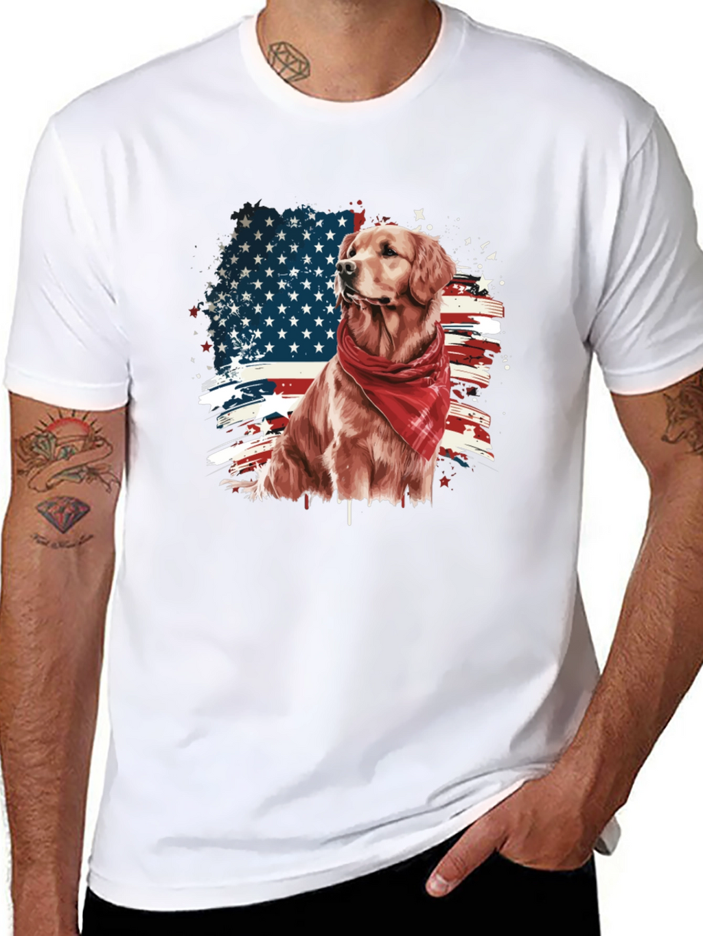 Patriotic Golden Retriever T-Shirt – USA Dog Lover Tee