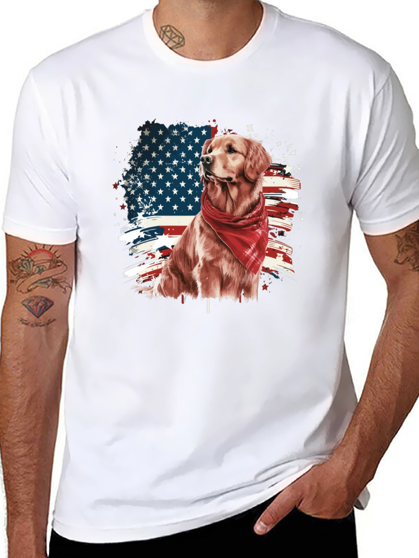 Patriotic Golden Retriever T-Shirt – USA Dog Lover Tee