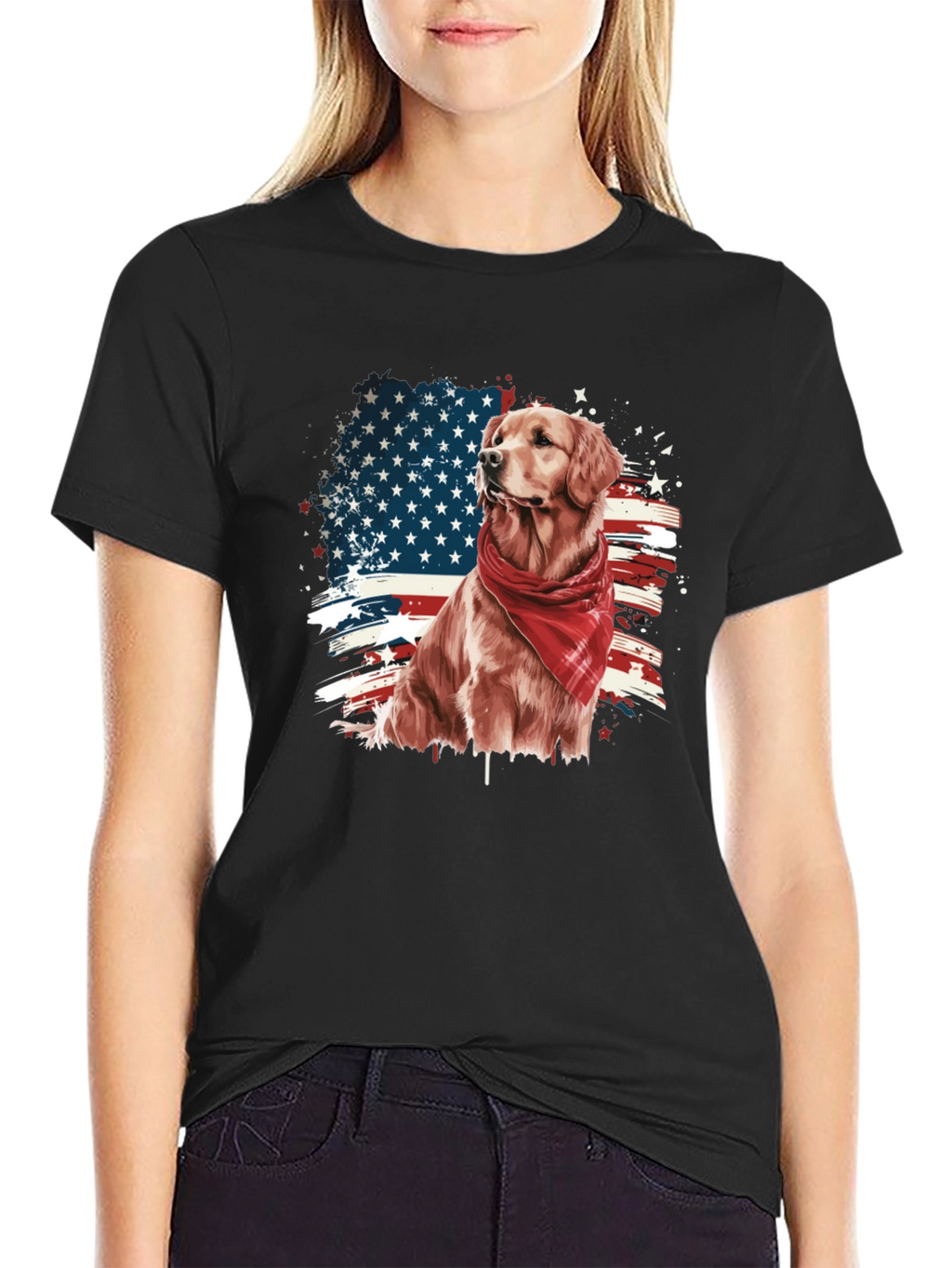 Patriotic Golden Retriever T-Shirt – USA Dog Lover Tee