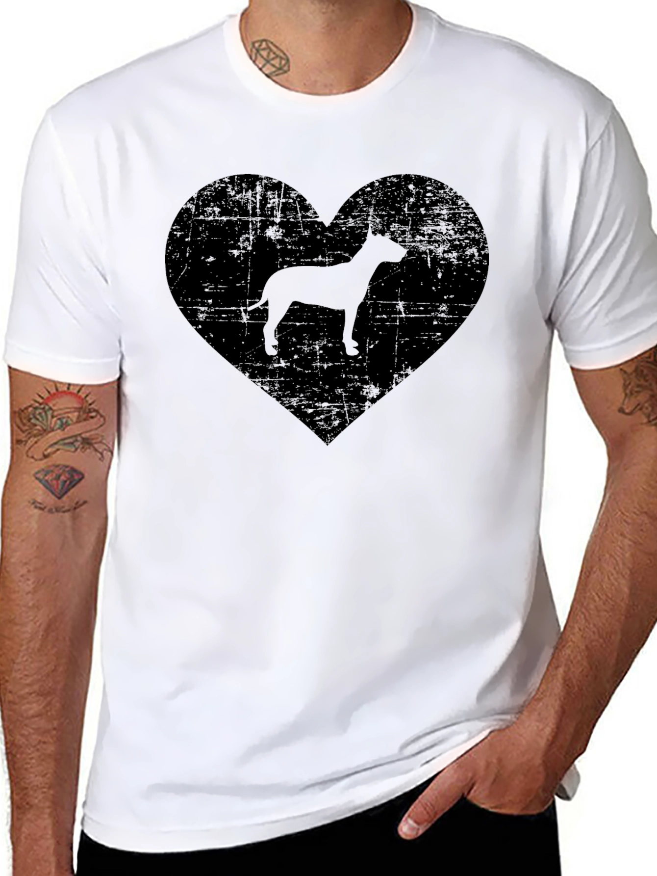 Distressed Dog Heart T-Shirt – Edgy Dog Lover Graphic Tee