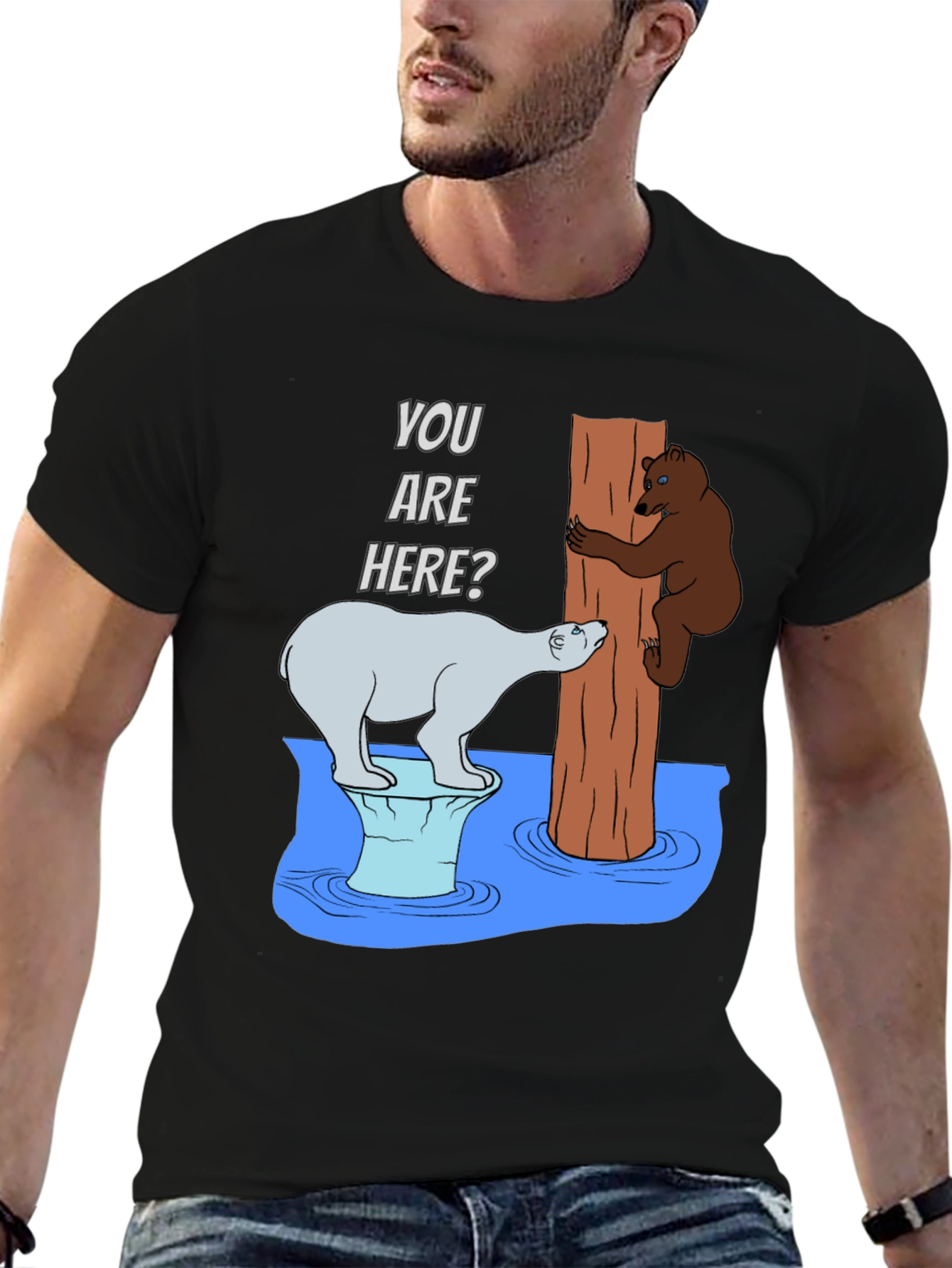 Humorous Bear T-Shirt - You Are Here?