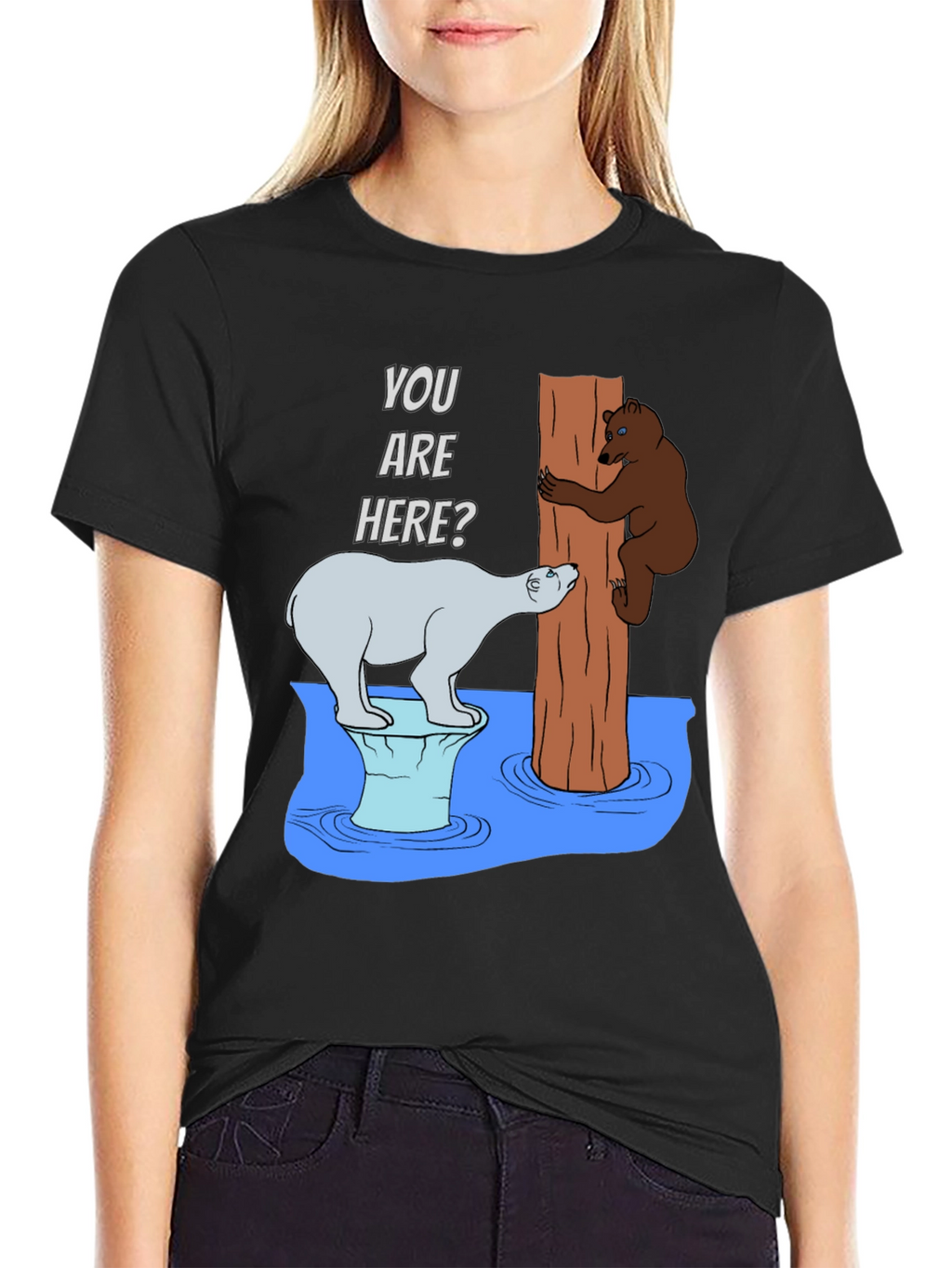 Humorous Bear T-Shirt - You Are Here?