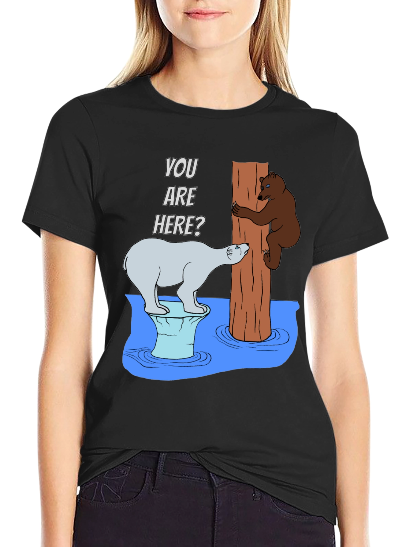 Humorous Bear T-Shirt - You Are Here?
