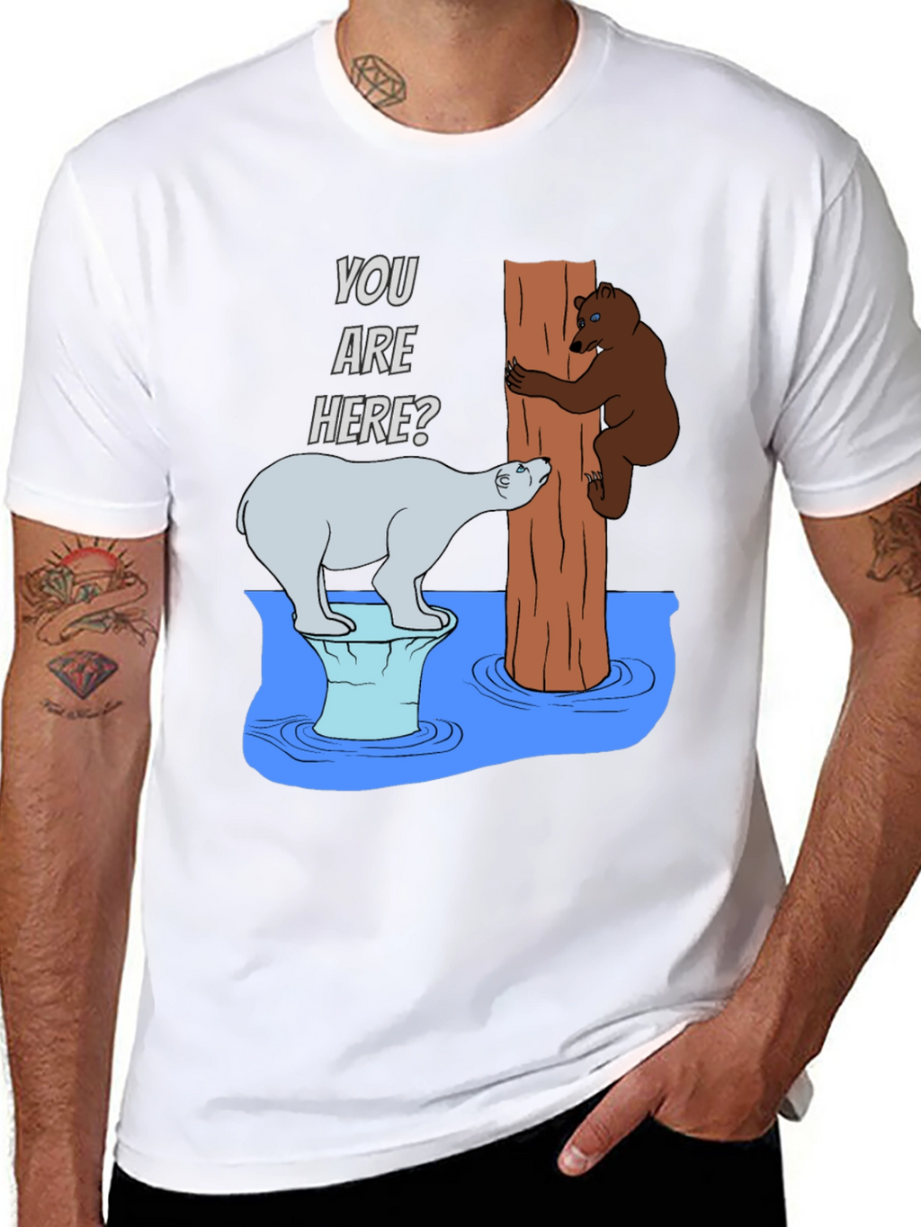 Humorous Bear T-Shirt - You Are Here?