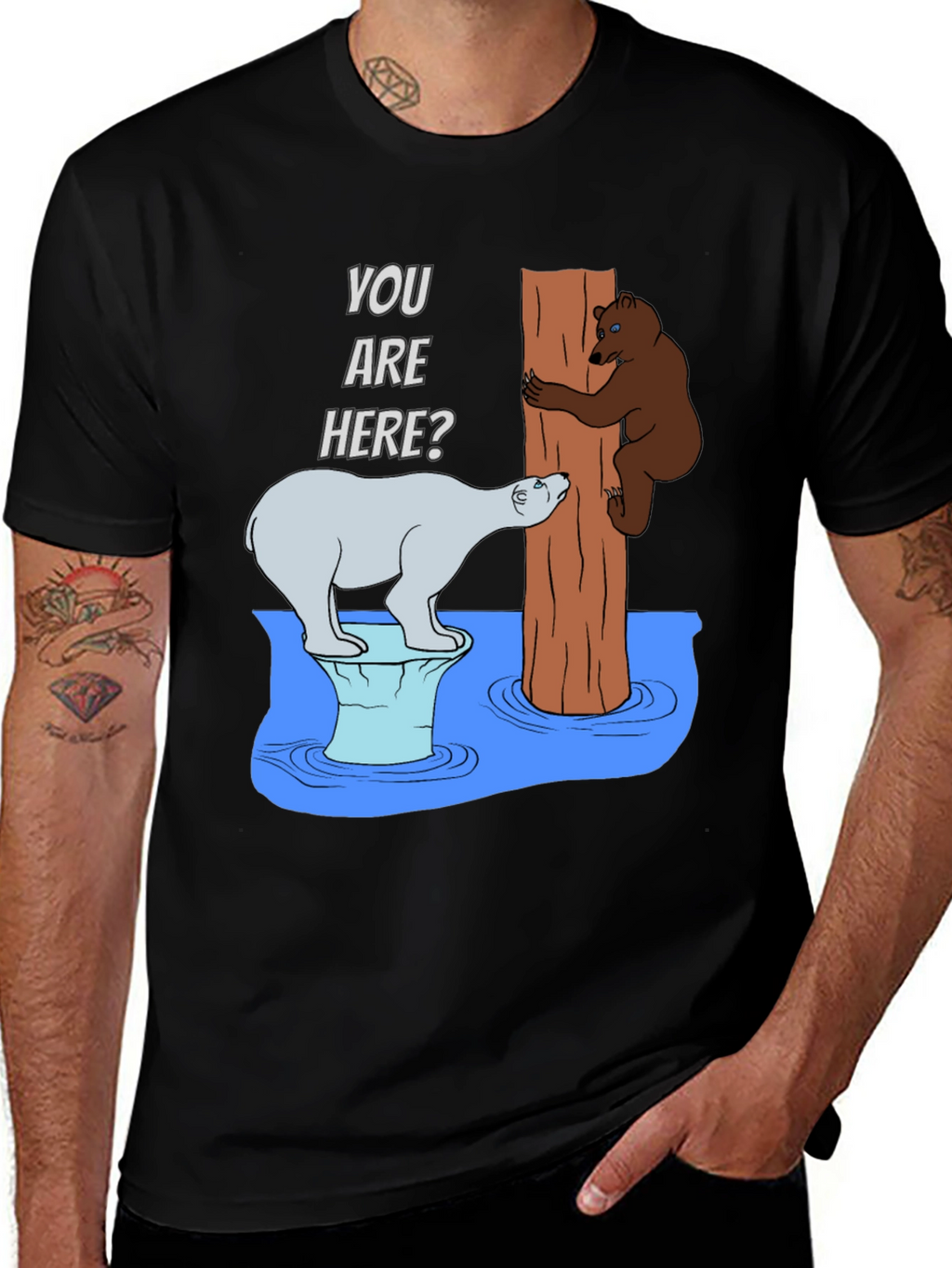 Humorous Bear T-Shirt - You Are Here?
