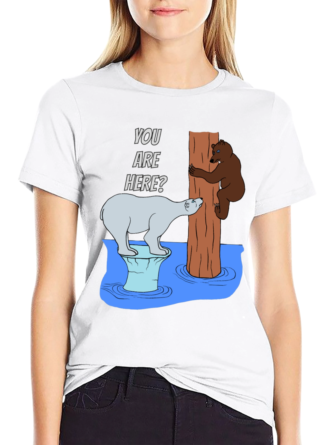 Humorous Bear T-Shirt - You Are Here?