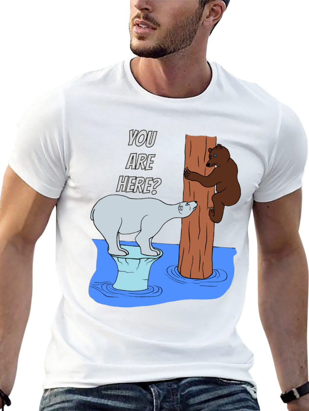 Humorous Bear T-Shirt - You Are Here?