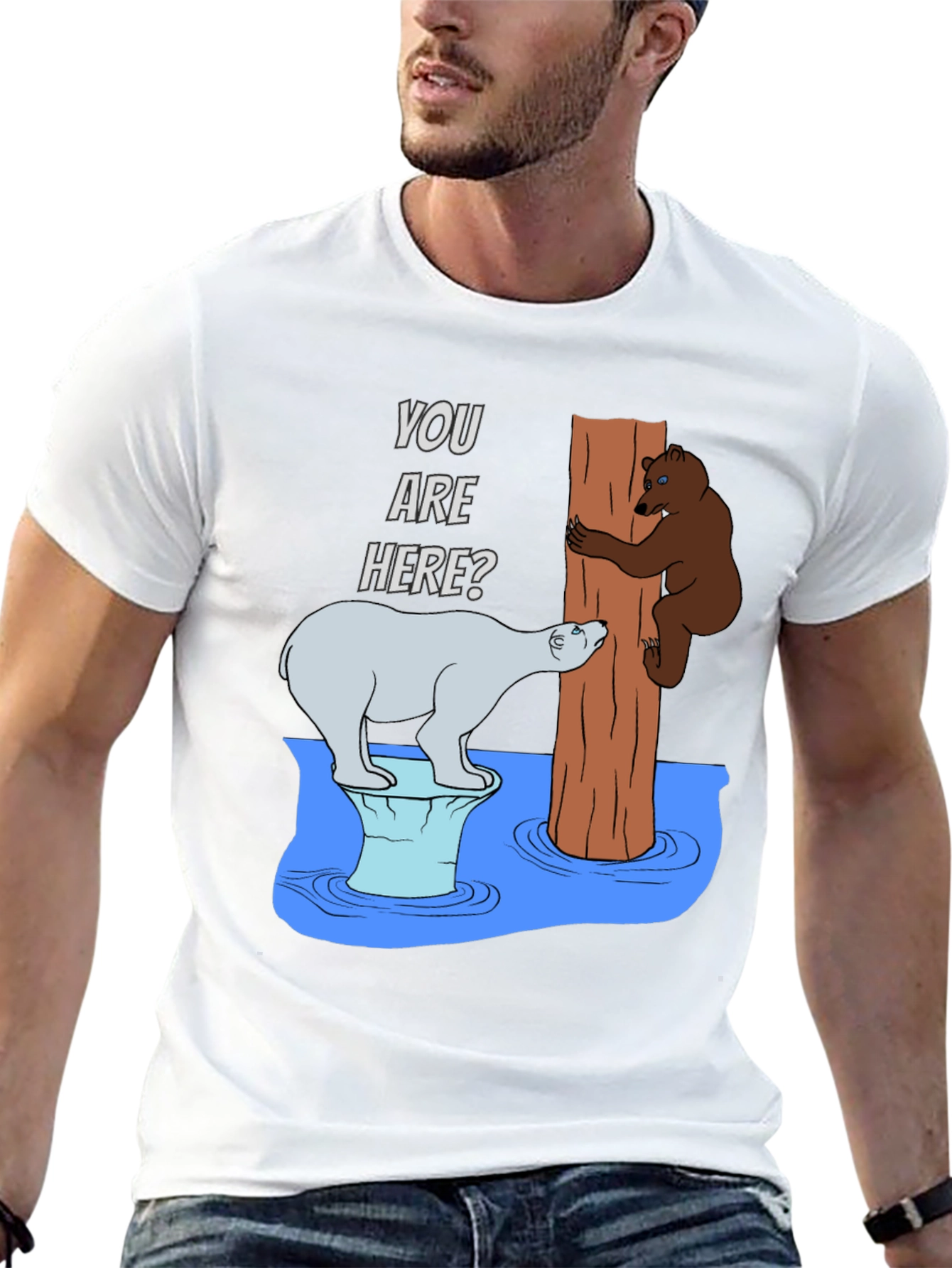 Humorous Bear T-Shirt - You Are Here?