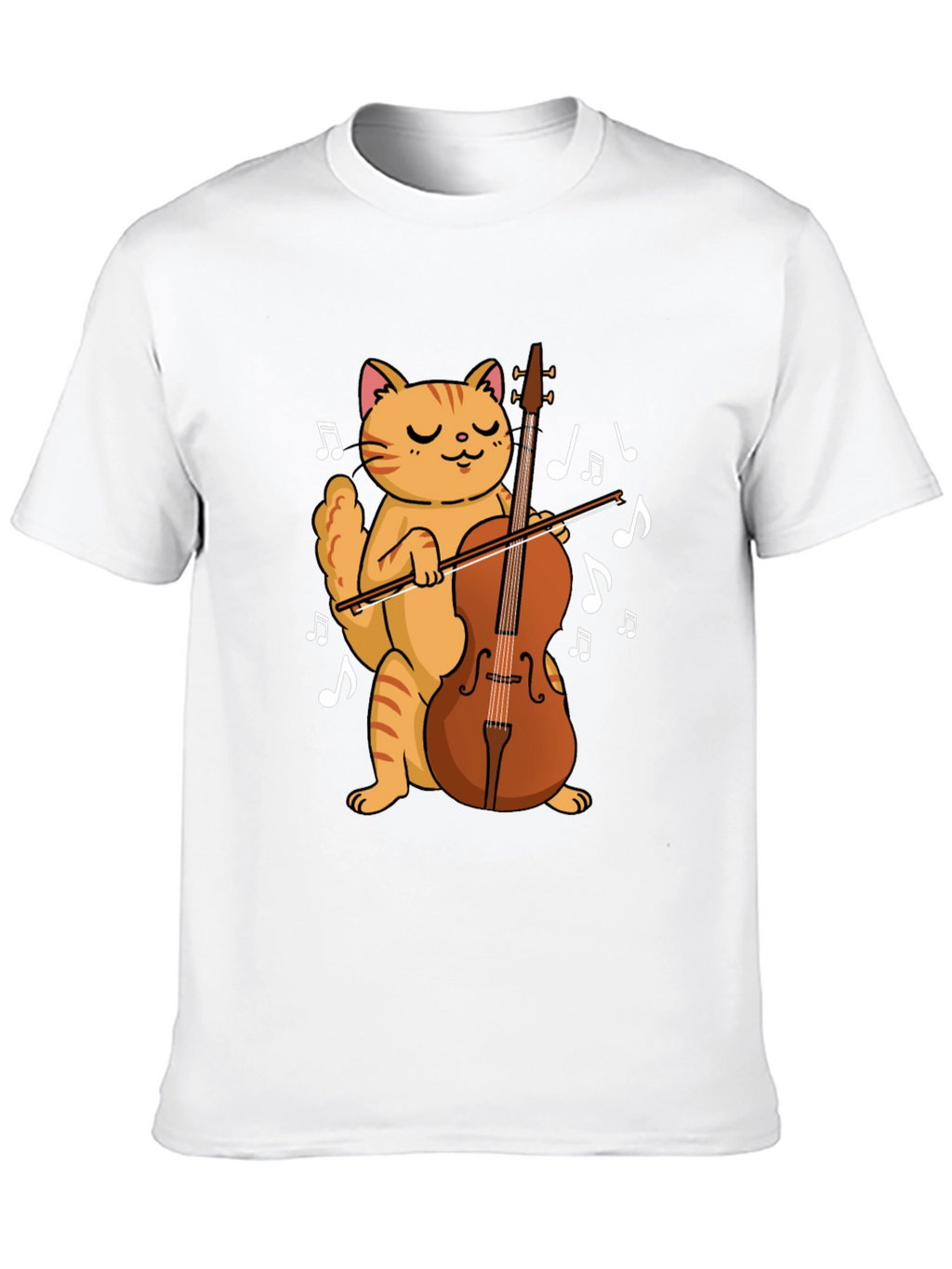 Cat Playing Cello Black T-Shirt