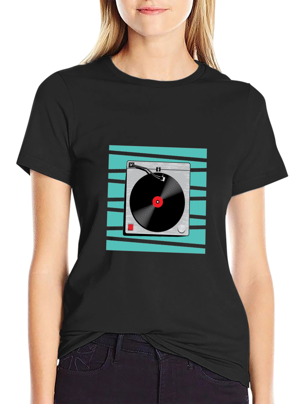 Retro Turntable Graphic Tee - Black