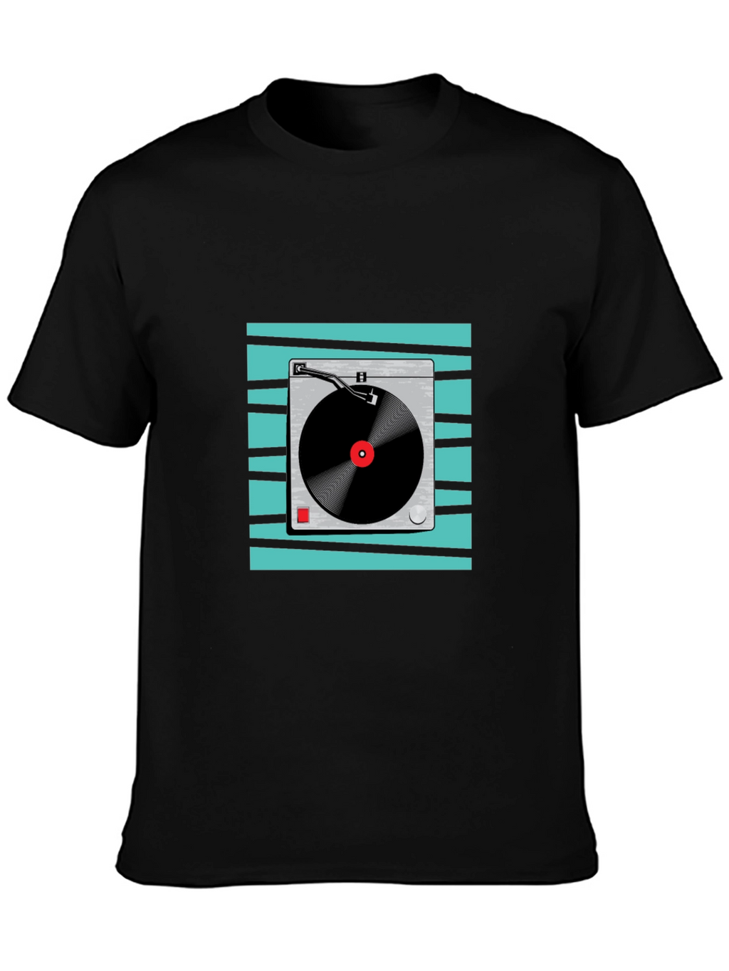 Retro Turntable Graphic Tee - Black