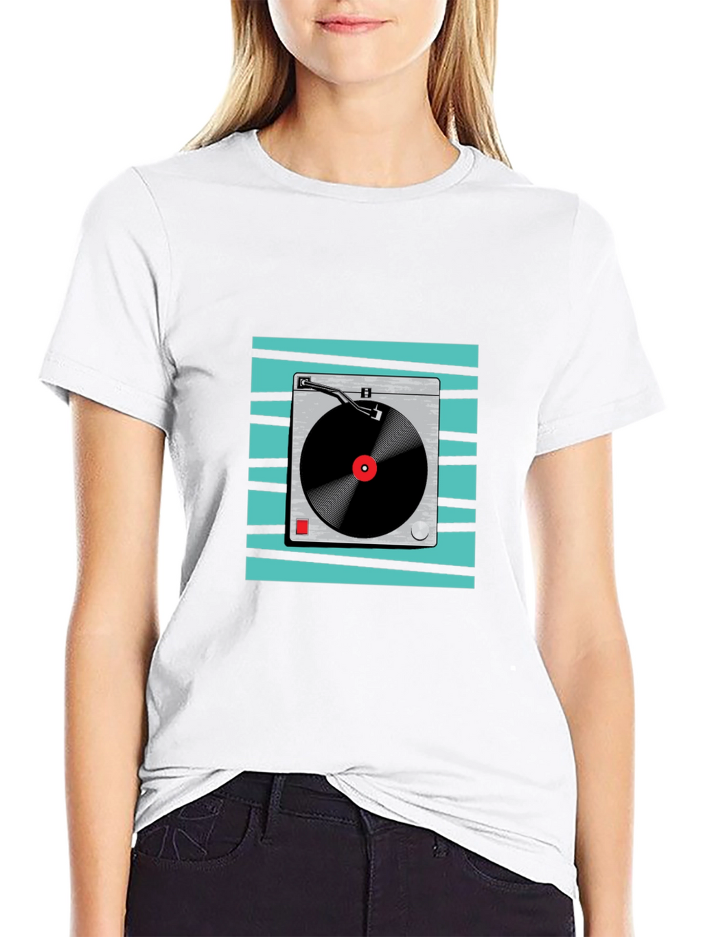 Retro Turntable Graphic Tee - Black