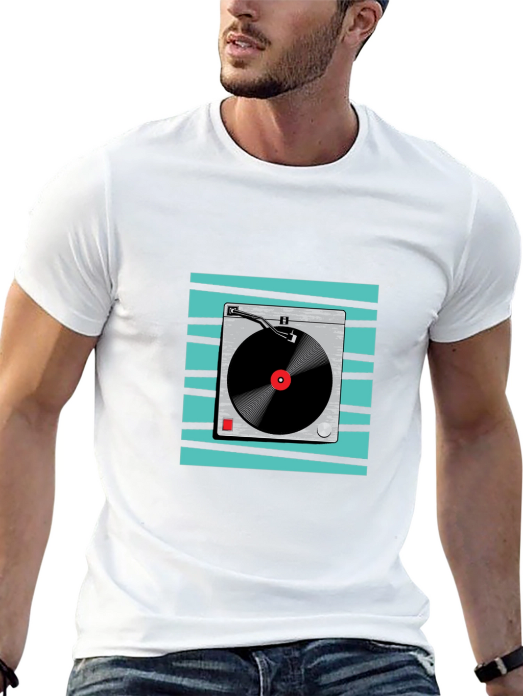 Retro Turntable Graphic Tee - Black