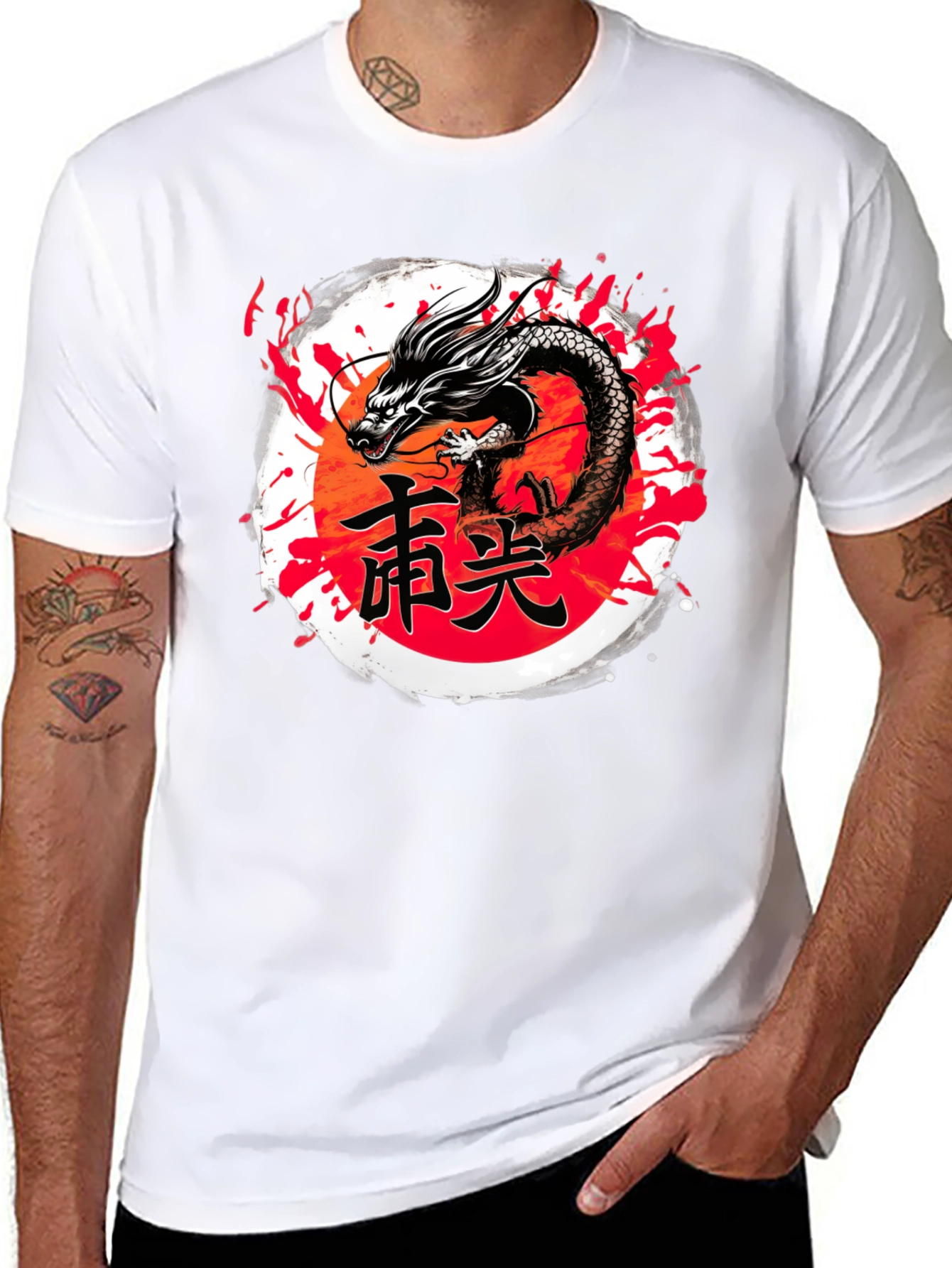 Dragon Kanji Graphic T-Shirt - Black