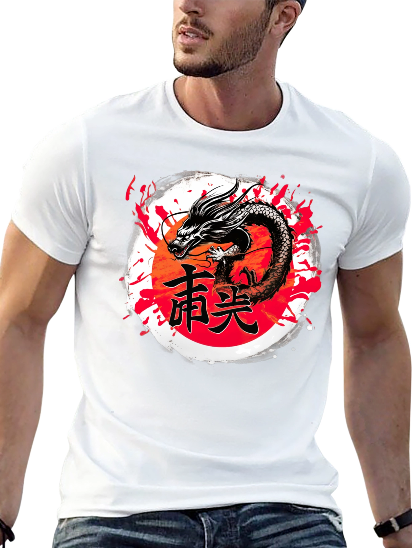 Dragon Kanji Graphic T-Shirt - Black