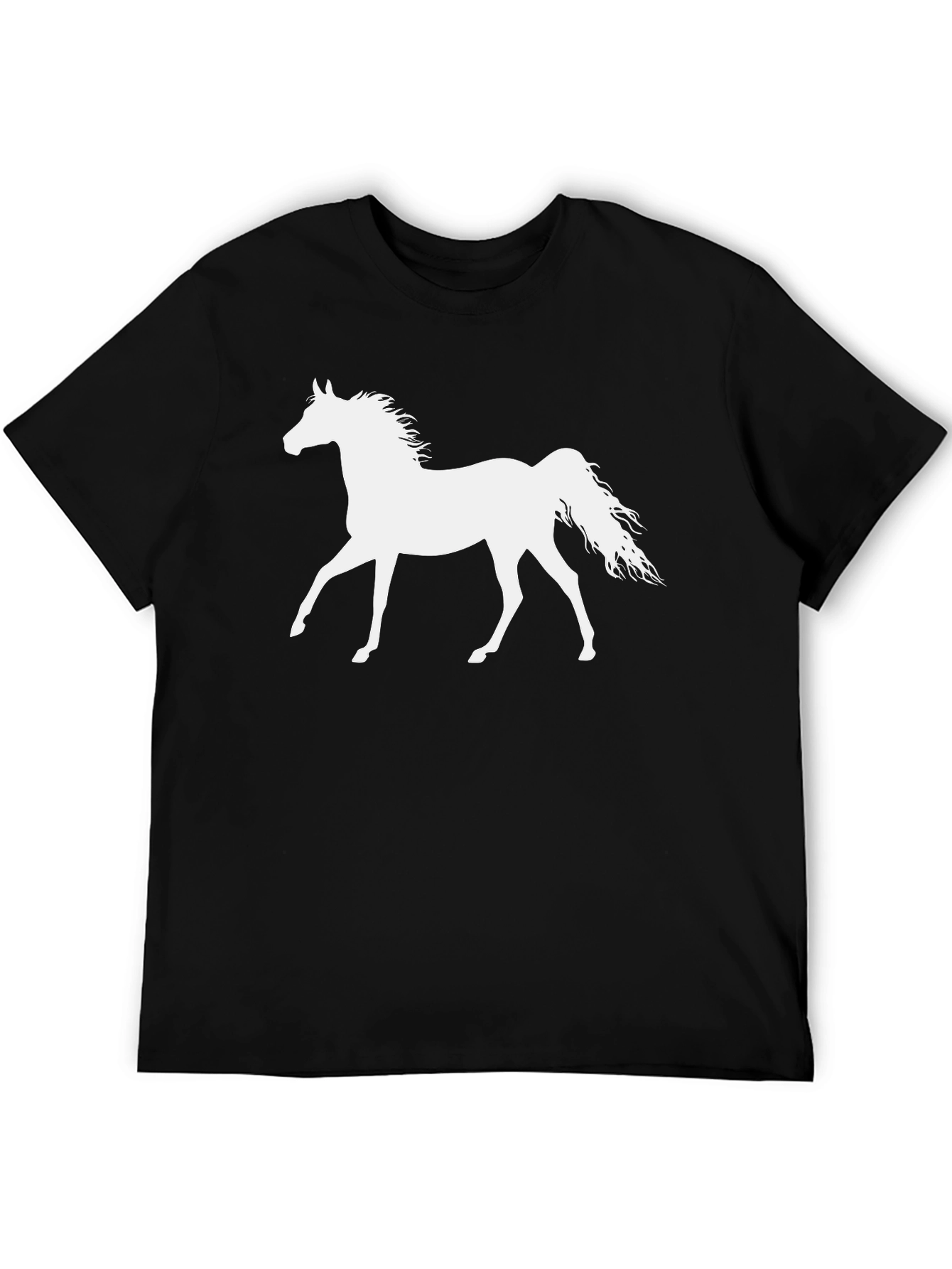 Horse Silhouette Graphic Tee - Black Cotton T-Shirt