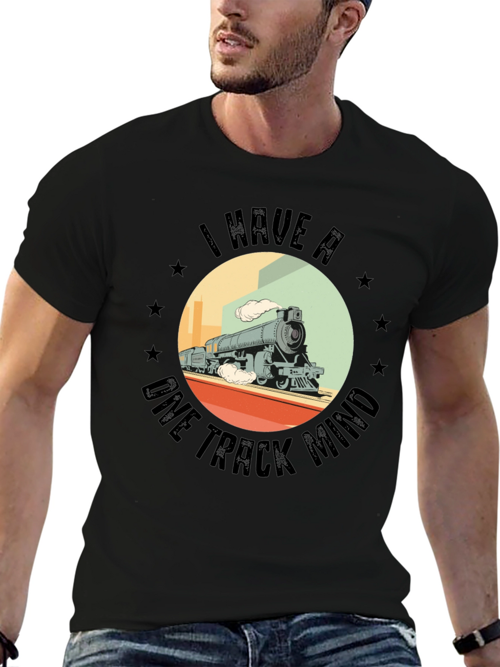 One Track Mind Train Graphic Tee - Classic Black