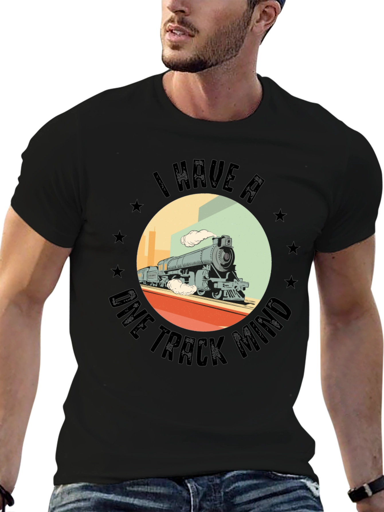 One Track Mind Train Graphic Tee - Classic Black