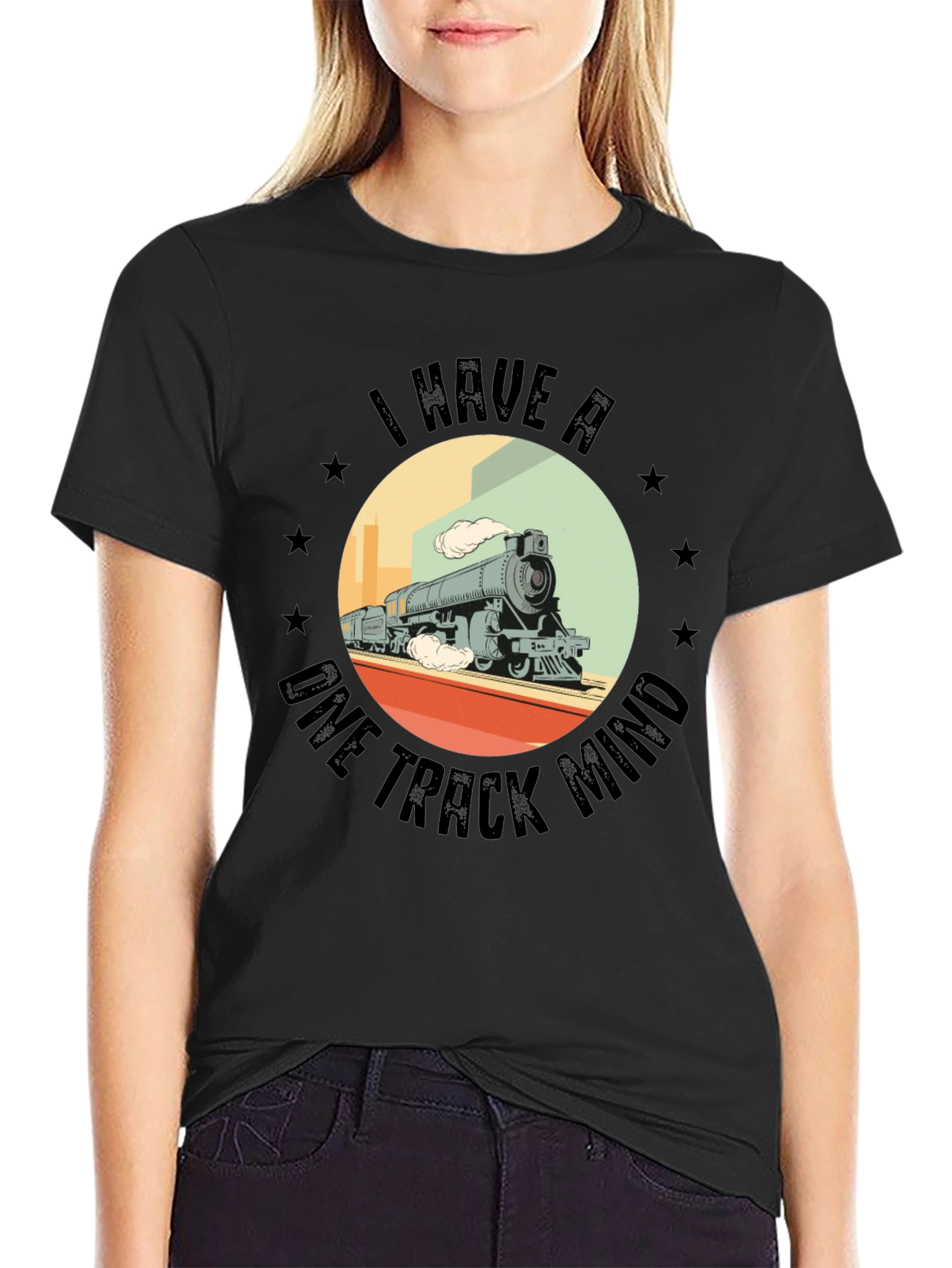 One Track Mind Train Graphic Tee - Classic Black
