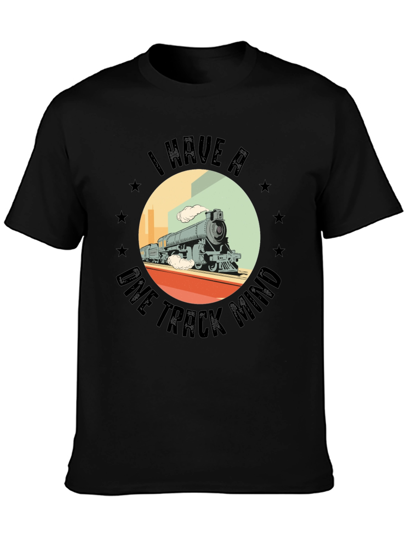One Track Mind Train Graphic Tee - Classic Black
