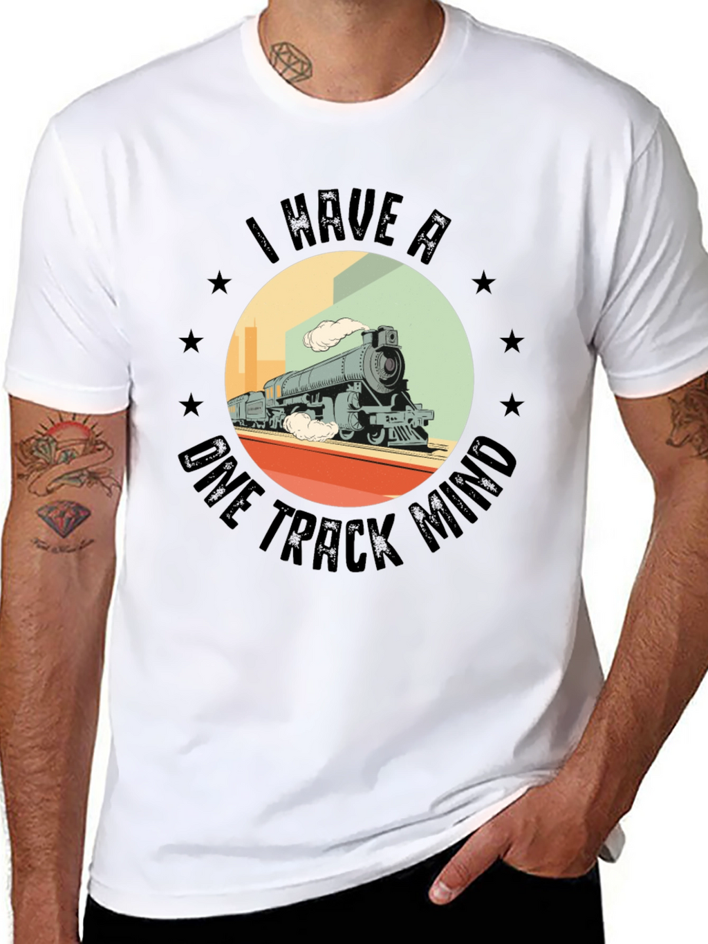 One Track Mind Train Graphic Tee - Classic Black