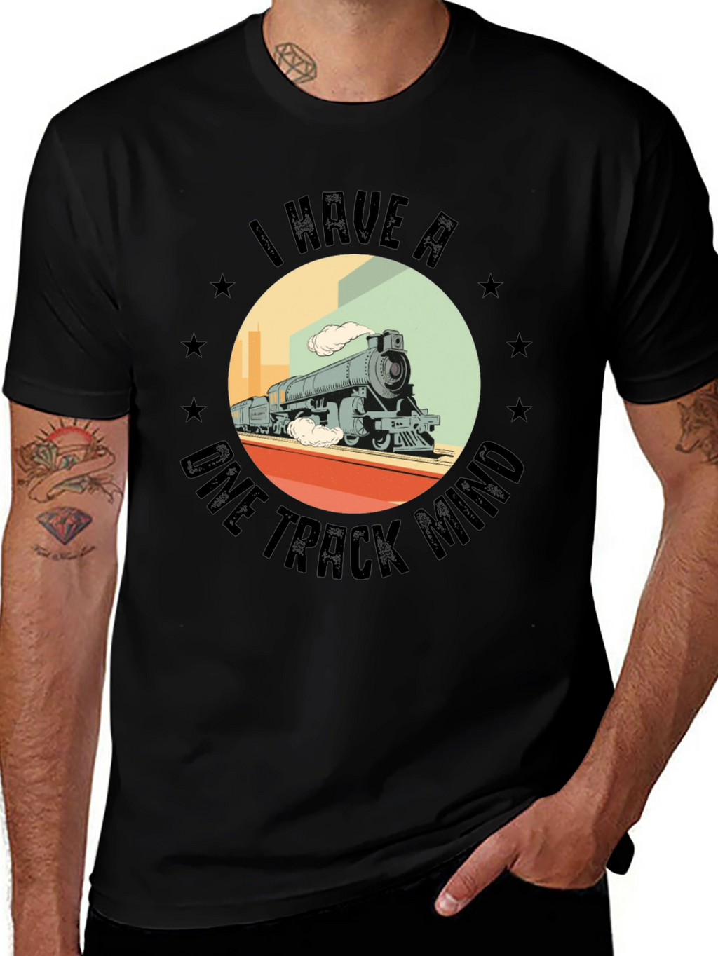 One Track Mind Train Graphic Tee - Classic Black